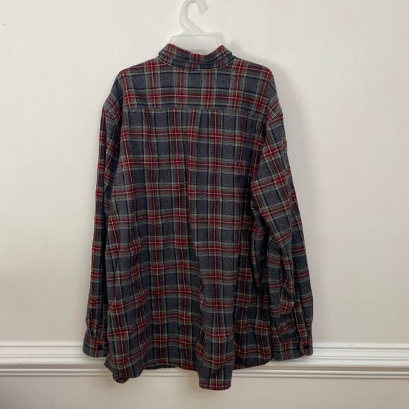 LL Bean Plaid Flannel Shirt Men's XXXL Traditional Fit Button Up Gray Red - Picture 2 of 4
